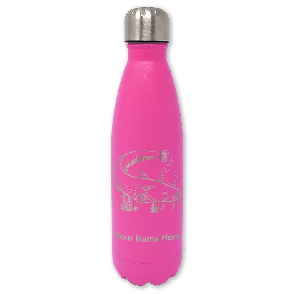 LaserGram Double Wall Water Bottle, Catfish, Personalized Engraving Included