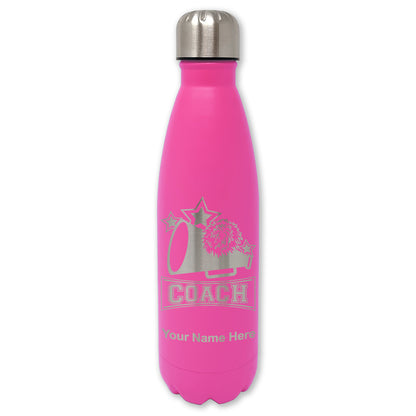 LaserGram Double Wall Water Bottle, Cheerleading Coach, Personalized Engraving Included