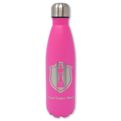 LaserGram Double Wall Water Bottle, Chess King, Personalized Engraving Included
