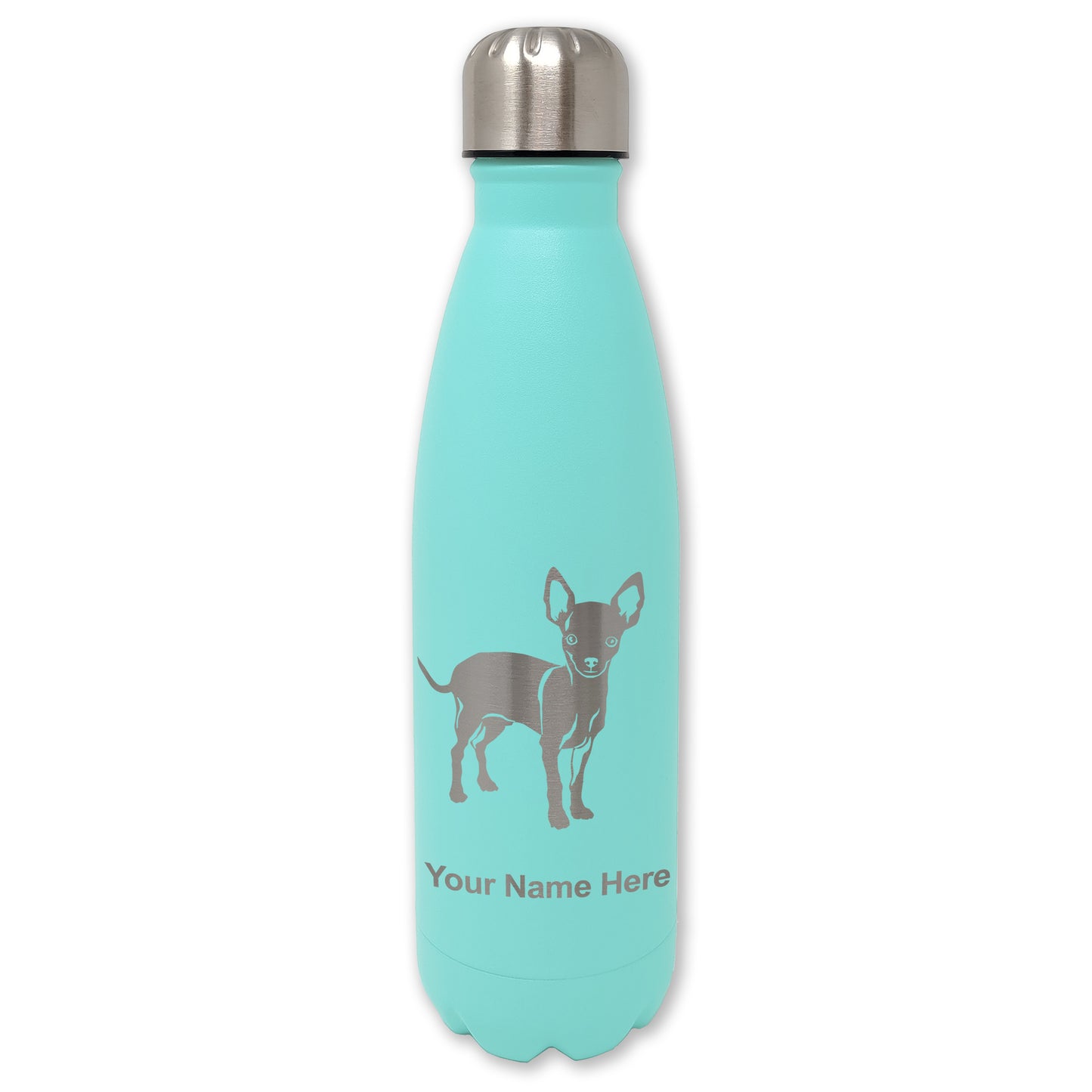 LaserGram Double Wall Water Bottle, Chihuahua Dog, Personalized Engraving Included