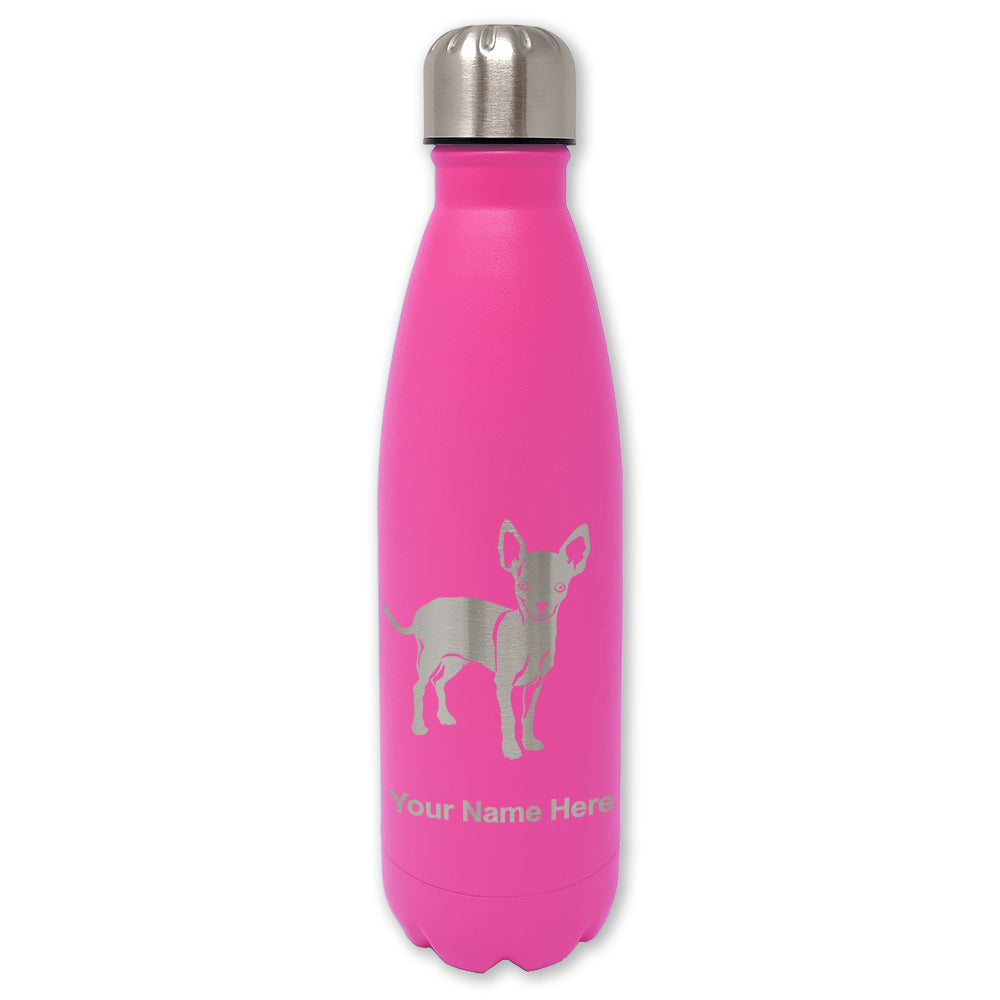 LaserGram Double Wall Water Bottle, Chihuahua Dog, Personalized Engraving Included