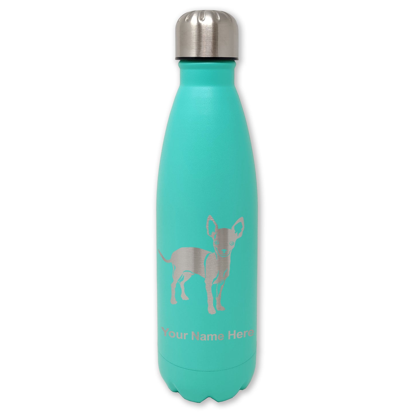 LaserGram Double Wall Water Bottle, Chihuahua Dog, Personalized Engraving Included