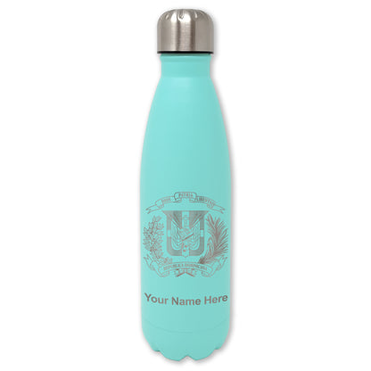 LaserGram Double Wall Water Bottle, Coat of Arms Dominican Republic, Personalized Engraving Included