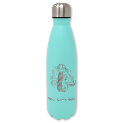 LaserGram Double Wall Water Bottle, Cobra Snake, Personalized Engraving Included
