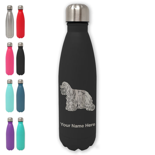 LaserGram Double Wall Water Bottle, Cocker Spaniel Dog, Personalized Engraving Included