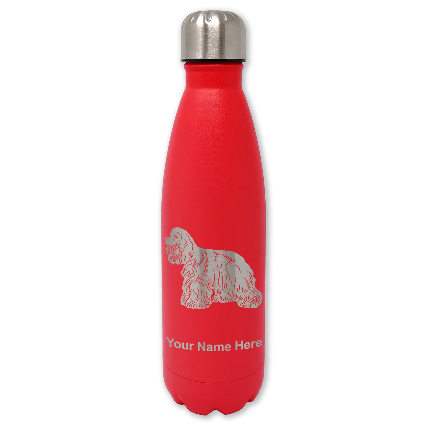 LaserGram Double Wall Water Bottle, Cocker Spaniel Dog, Personalized Engraving Included