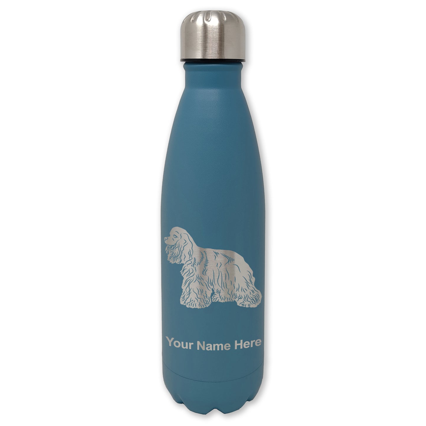 LaserGram Double Wall Water Bottle, Cocker Spaniel Dog, Personalized Engraving Included