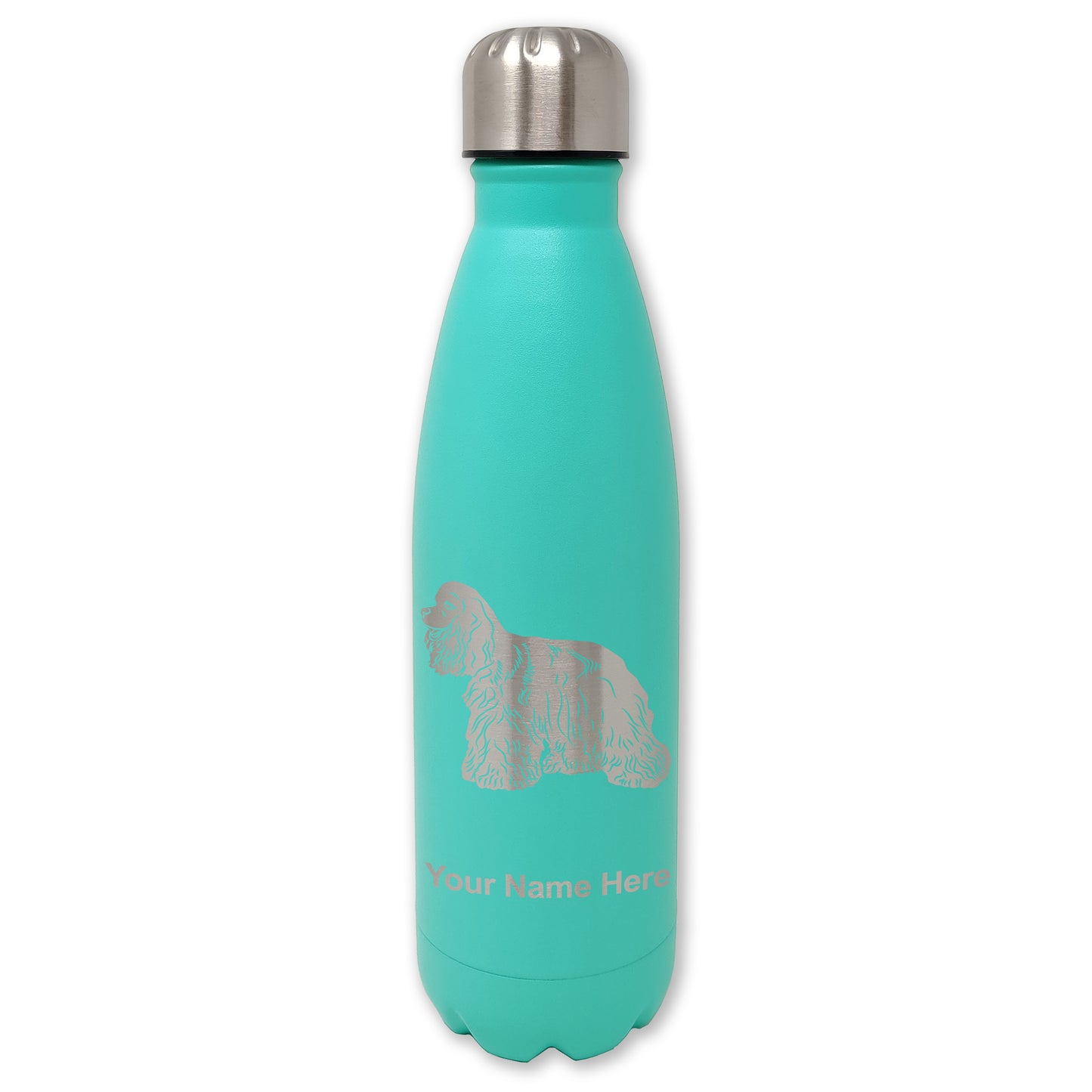 LaserGram Double Wall Water Bottle, Cocker Spaniel Dog, Personalized Engraving Included