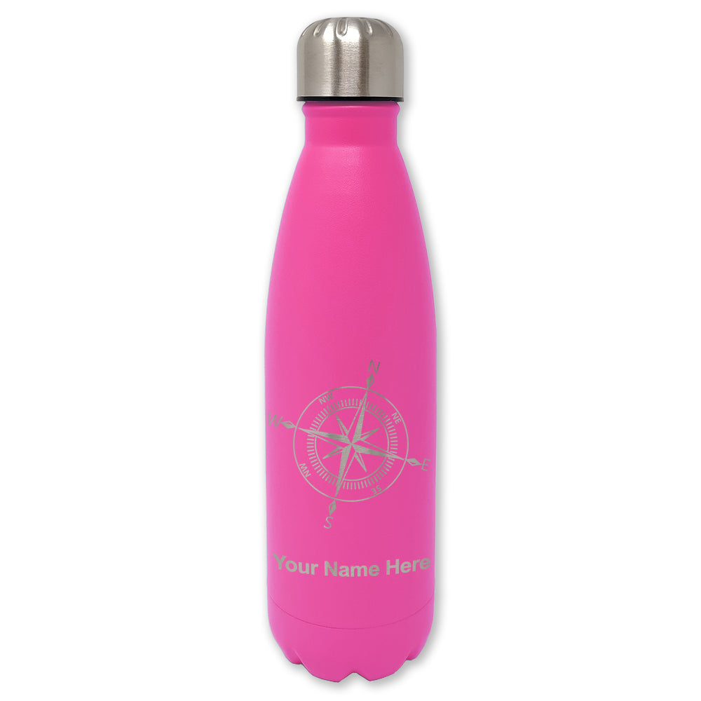 LaserGram Double Wall Water Bottle, Compass Rose, Personalized Engraving Included