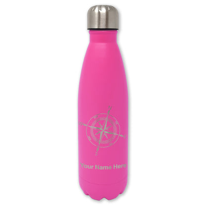 LaserGram Double Wall Water Bottle, Compass Rose, Personalized Engraving Included