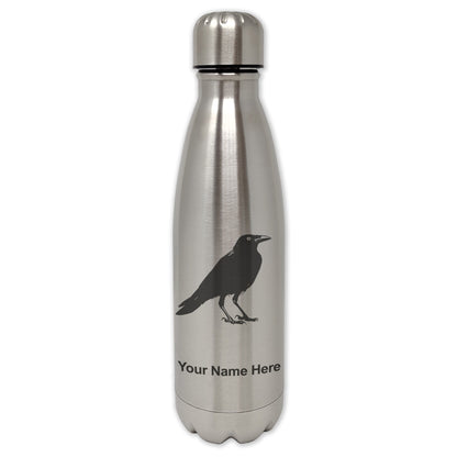 LaserGram Double Wall Water Bottle, Crow, Personalized Engraving Included
