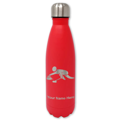LaserGram Double Wall Water Bottle, Curling Figure, Personalized Engraving Included