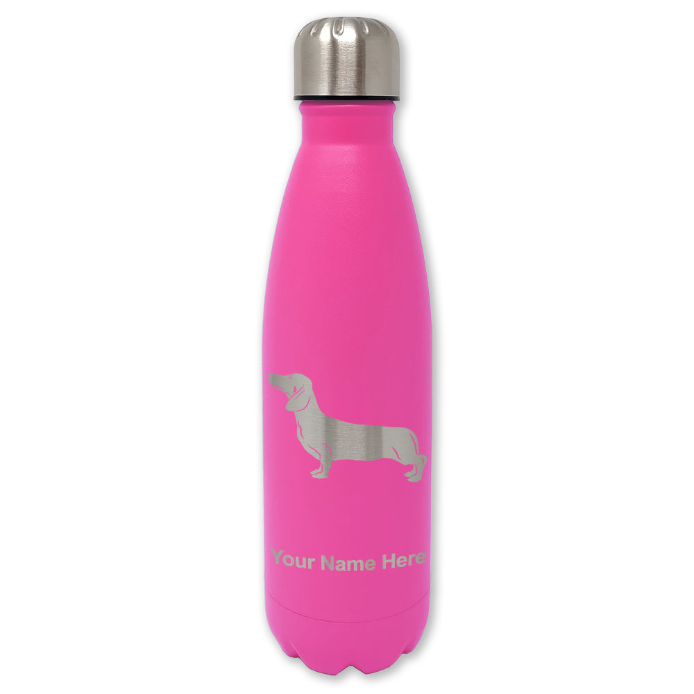 LaserGram Double Wall Water Bottle, Dachshund Dog, Personalized Engraving Included