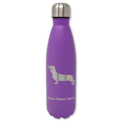 LaserGram Double Wall Water Bottle, Dachshund Dog, Personalized Engraving Included