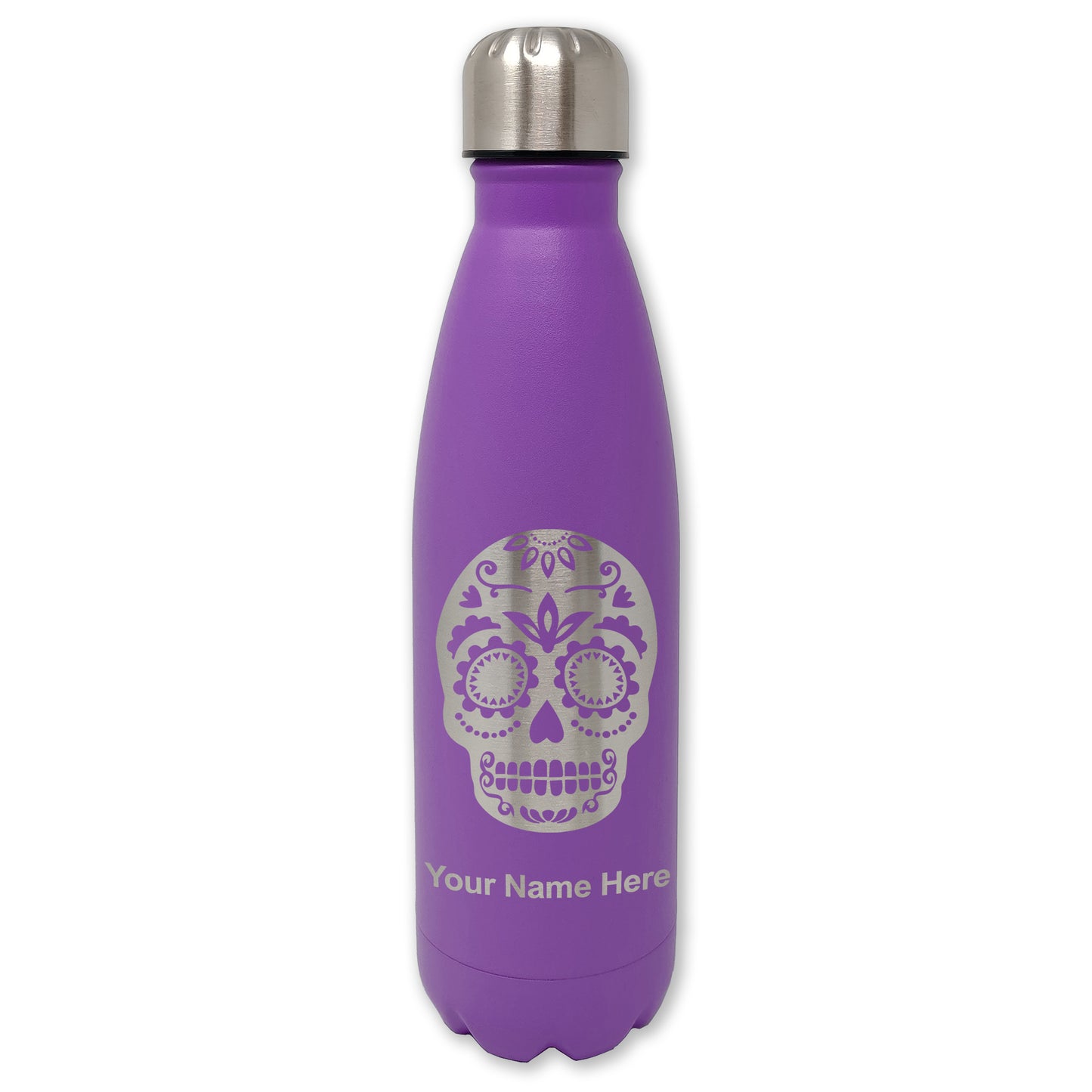 LaserGram Double Wall Water Bottle, Day of the Dead, Personalized Engraving Included