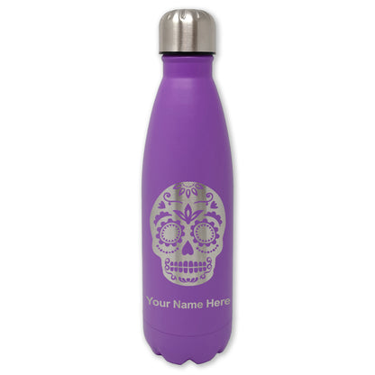 LaserGram Double Wall Water Bottle, Day of the Dead, Personalized Engraving Included