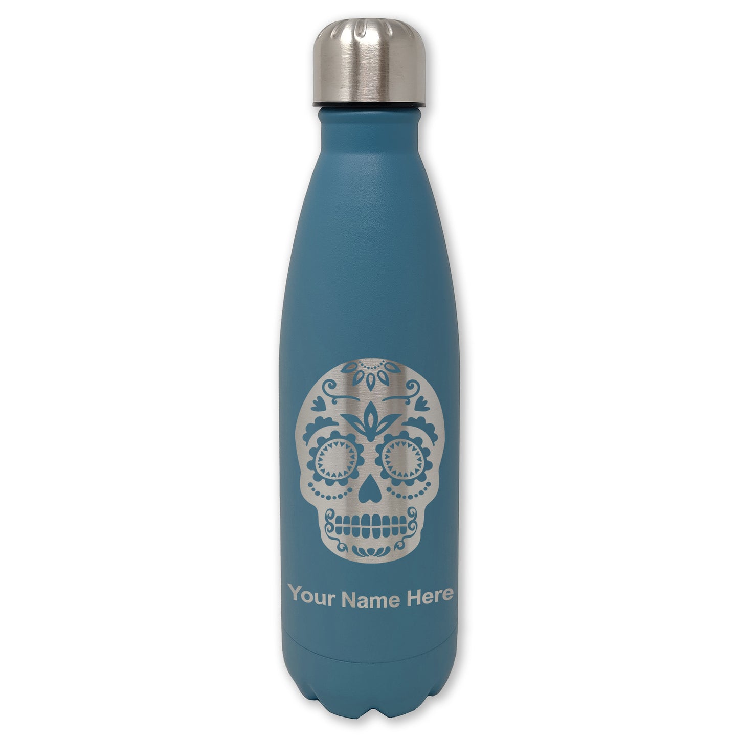 LaserGram Double Wall Water Bottle, Day of the Dead, Personalized Engraving Included