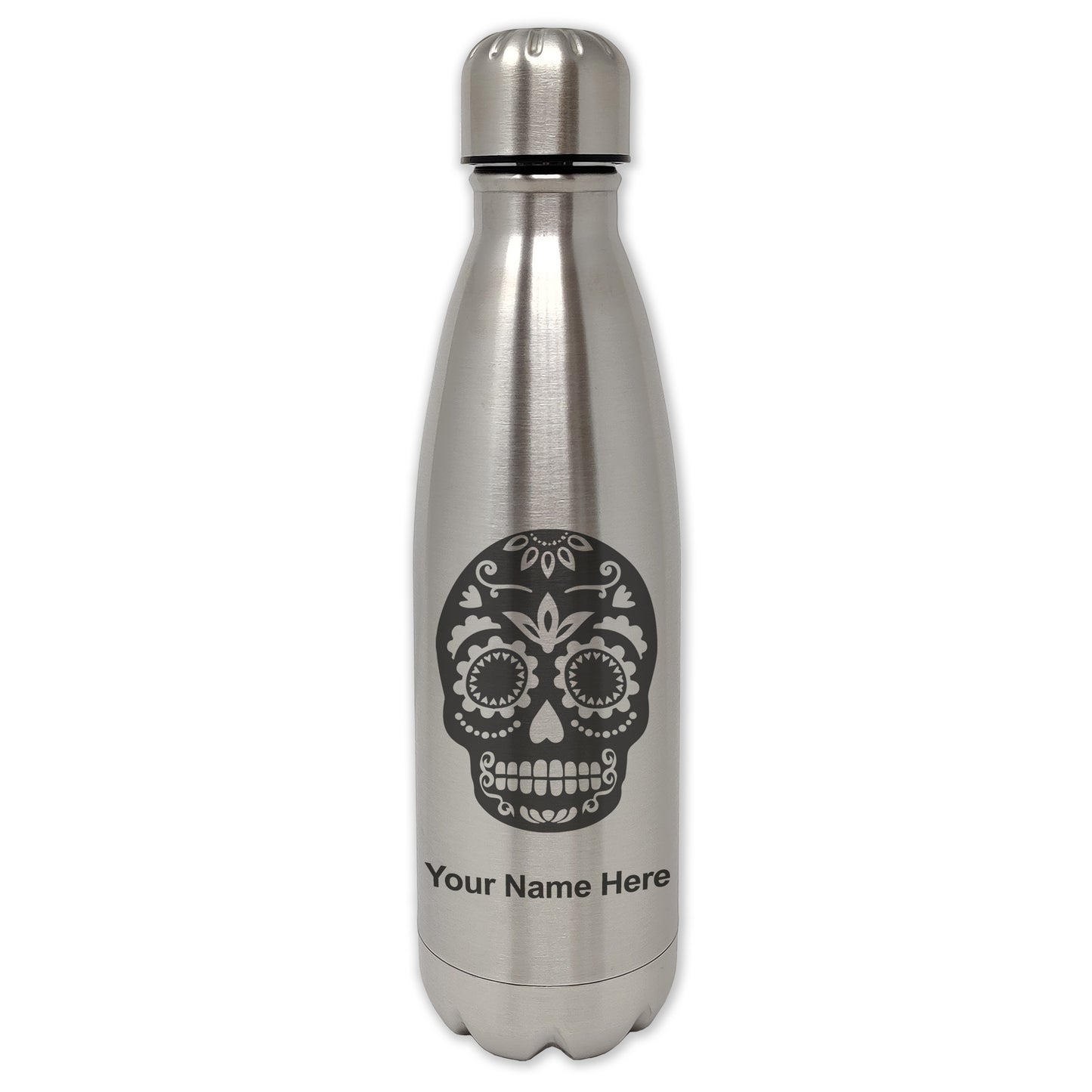 LaserGram Double Wall Water Bottle, Day of the Dead, Personalized Engraving Included