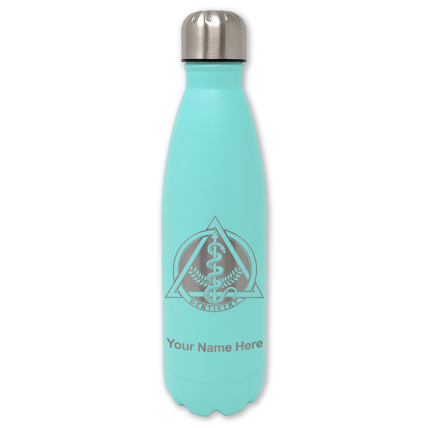 LaserGram Double Wall Water Bottle, Dentist Symbol, Personalized Engraving Included