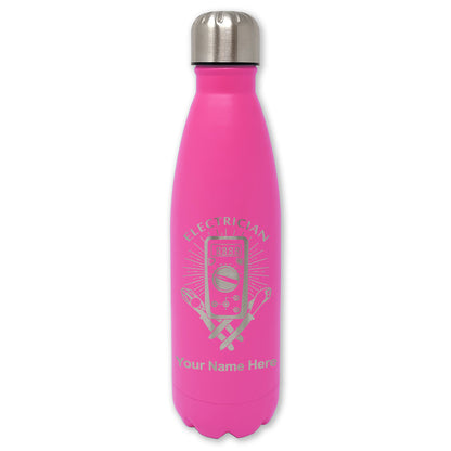 LaserGram Double Wall Water Bottle, Electrician, Personalized Engraving Included