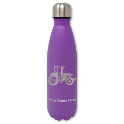 LaserGram Double Wall Water Bottle, Farm Tractor, Personalized Engraving Included