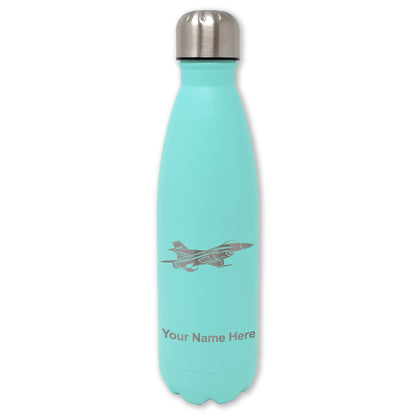 LaserGram Double Wall Water Bottle, Fighter Jet 1, Personalized Engraving Included