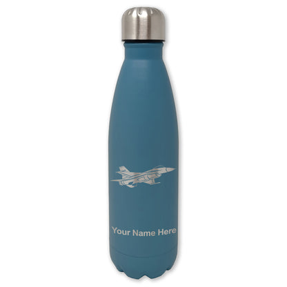 LaserGram Double Wall Water Bottle, Fighter Jet 1, Personalized Engraving Included
