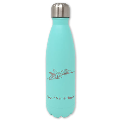LaserGram Double Wall Water Bottle, Fighter Jet 2, Personalized Engraving Included