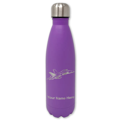 LaserGram Double Wall Water Bottle, Fighter Jet 2, Personalized Engraving Included