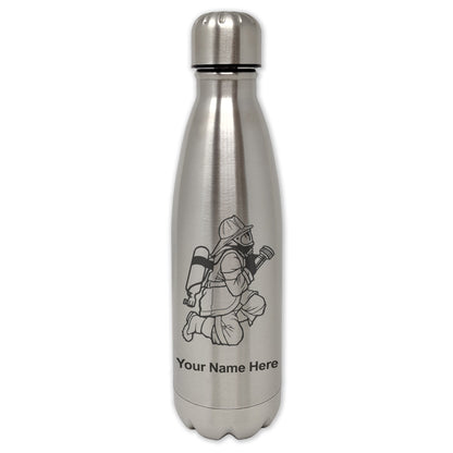 LaserGram Double Wall Water Bottle, Fireman with Hose, Personalized Engraving Included