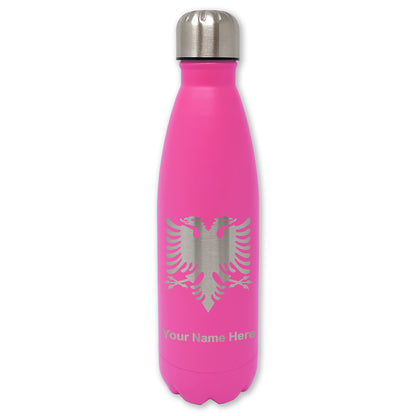 LaserGram Double Wall Water Bottle, Flag of Albania, Personalized Engraving Included