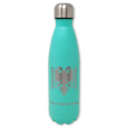 LaserGram Double Wall Water Bottle, Flag of Albania, Personalized Engraving Included