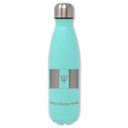 LaserGram Double Wall Water Bottle, Flag of Barbados, Personalized Engraving Included