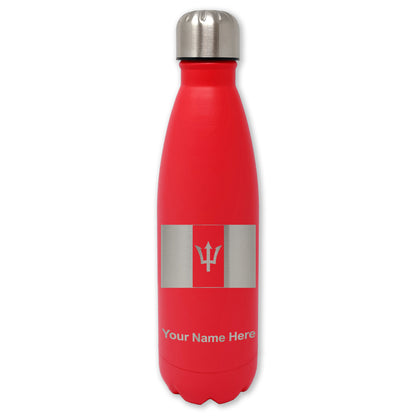 LaserGram Double Wall Water Bottle, Flag of Barbados, Personalized Engraving Included