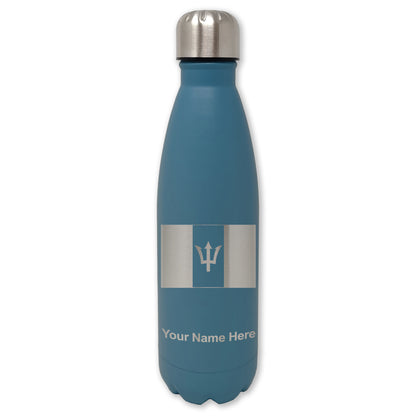 LaserGram Double Wall Water Bottle, Flag of Barbados, Personalized Engraving Included