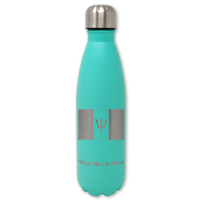 LaserGram Double Wall Water Bottle, Flag of Barbados, Personalized Engraving Included