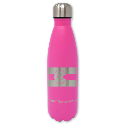LaserGram Double Wall Water Bottle, Flag of Colorado, Personalized Engraving Included