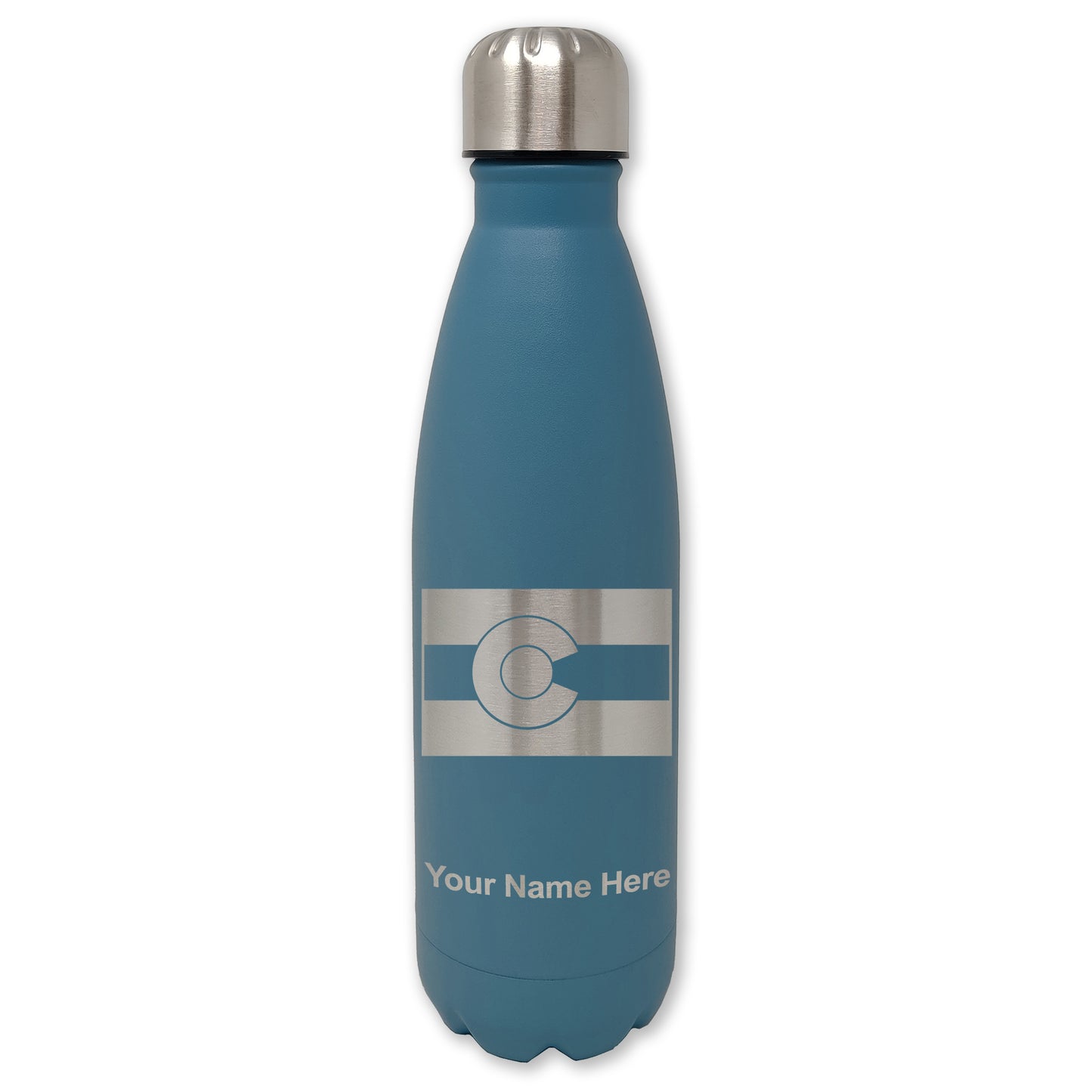 LaserGram Double Wall Water Bottle, Flag of Colorado, Personalized Engraving Included