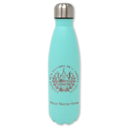 LaserGram Double Wall Water Bottle, Flag of El Salvador, Personalized Engraving Included