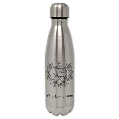 LaserGram Double Wall Water Bottle, Flag of Guatemala, Personalized Engraving Included