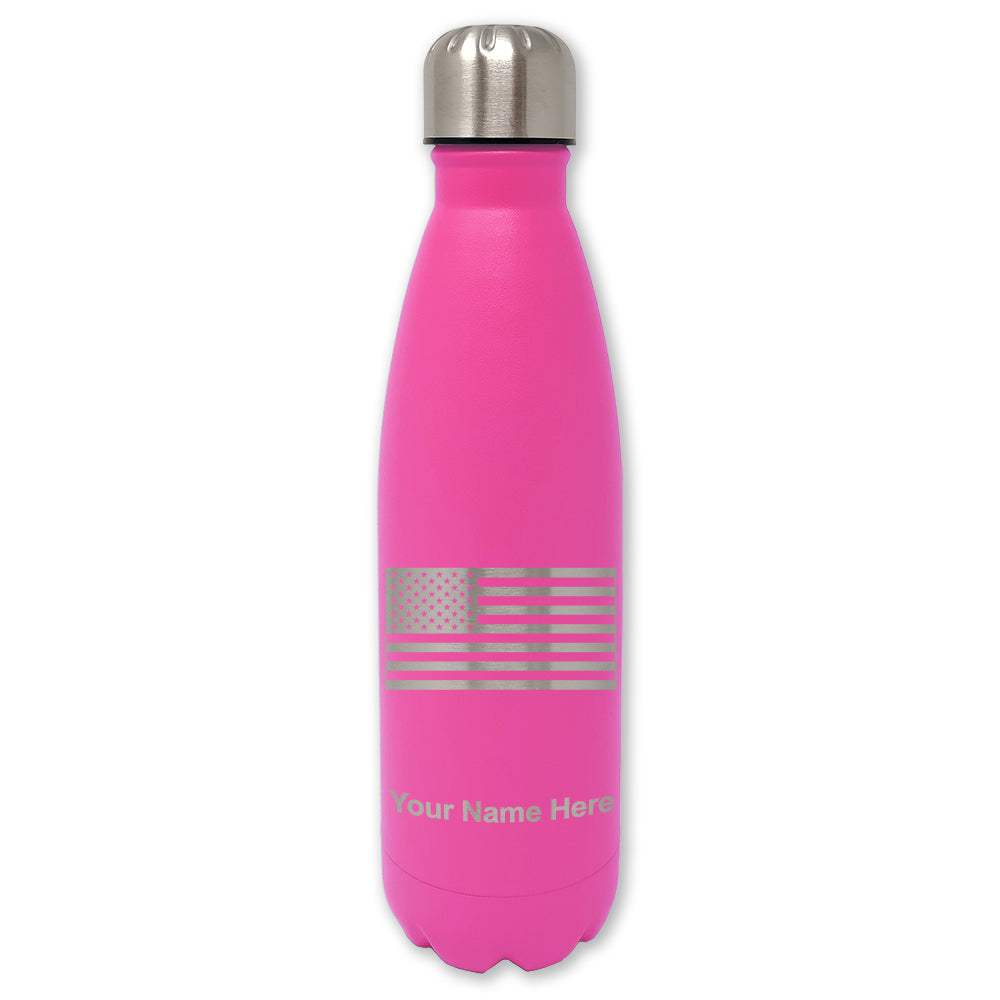 LaserGram Double Wall Water Bottle, Flag of the United States, Personalized Engraving Included