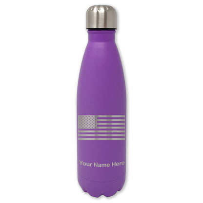 LaserGram Double Wall Water Bottle, Flag of the United States, Personalized Engraving Included