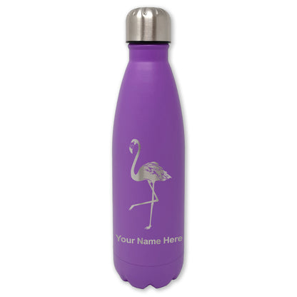LaserGram Double Wall Water Bottle, Flamingo, Personalized Engraving Included