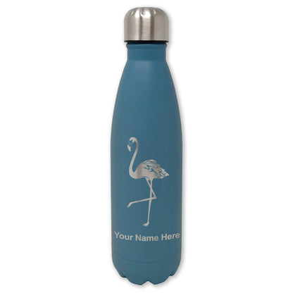 LaserGram Double Wall Water Bottle, Flamingo, Personalized Engraving Included