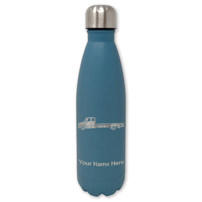 LaserGram Double Wall Water Bottle, Flat Bed Tow Truck, Personalized Engraving Included