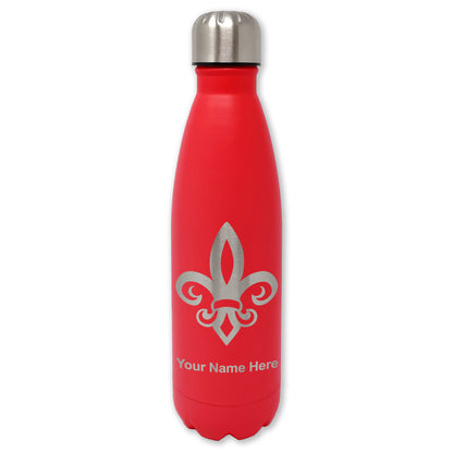 LaserGram Double Wall Water Bottle, Fleur de Lis, Personalized Engraving Included
