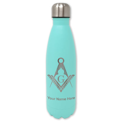 LaserGram Double Wall Water Bottle, Freemason Symbol, Personalized Engraving Included