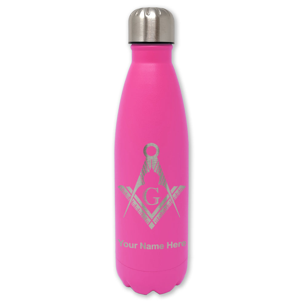 LaserGram Double Wall Water Bottle, Freemason Symbol, Personalized Engraving Included