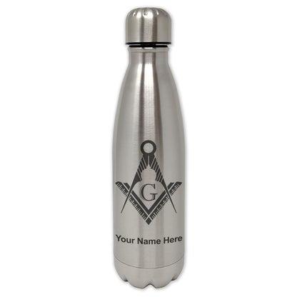 LaserGram Double Wall Water Bottle, Freemason Symbol, Personalized Engraving Included