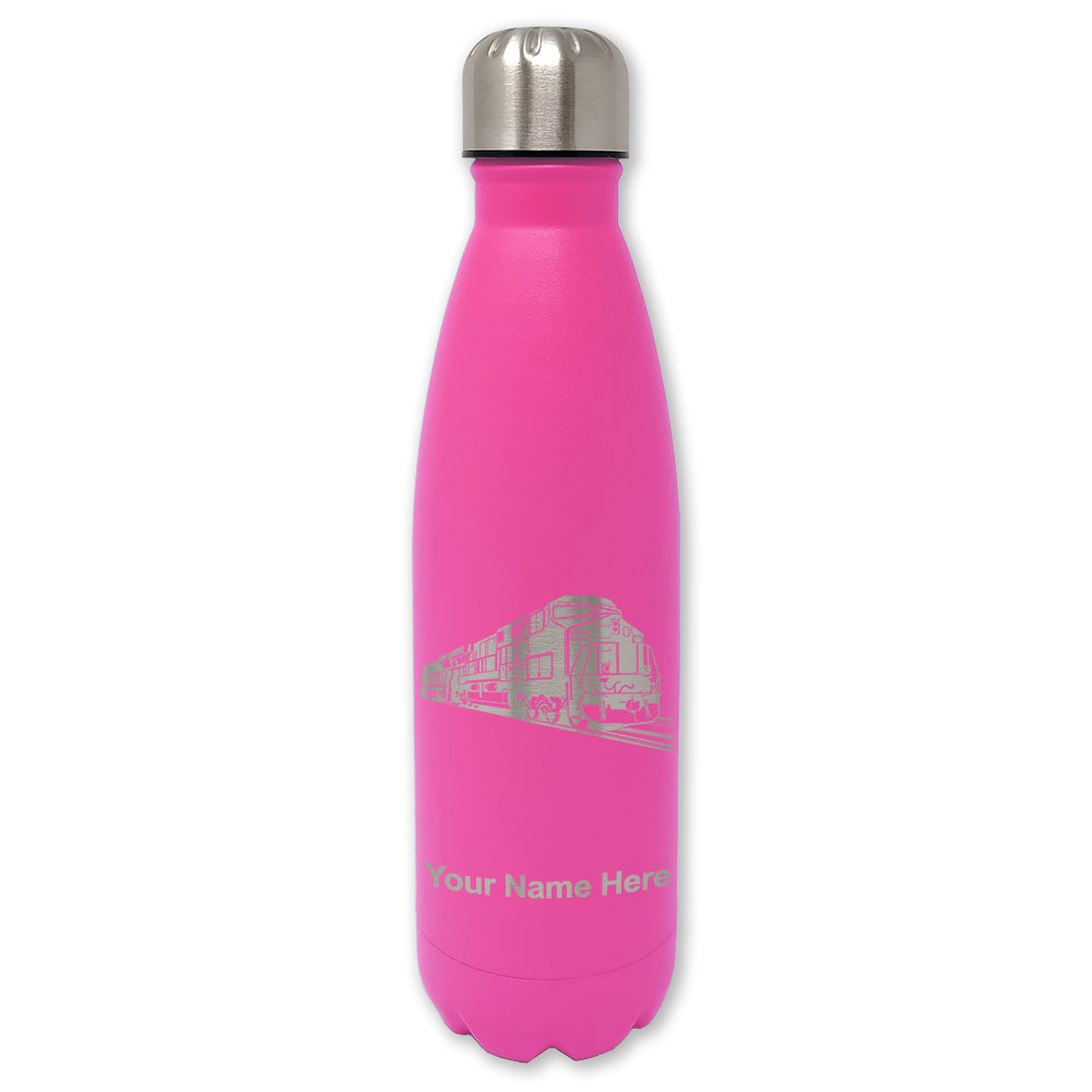 LaserGram Double Wall Water Bottle, Freight Train, Personalized Engraving Included